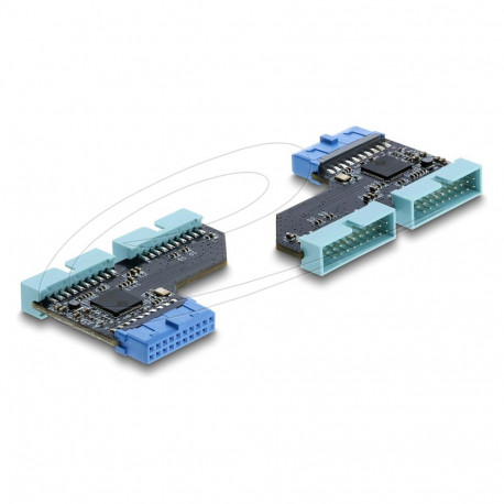 USB 5 Gbps jaotur 20 Pin emane pesa 2 x USB 5 Gbps 20 Pin isasele pistikule