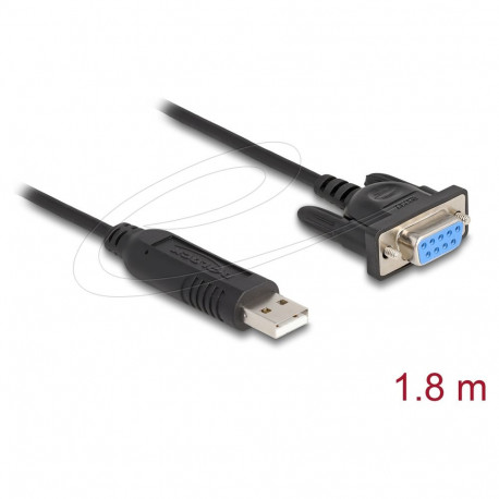 "Delock USB 2.0 zu Seriell RS-232 Adapter Sub-D 9 Buchse mit Schrauben kompaktem Steckergehäuse 1,8 
