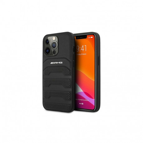AMG AMHCP13XGSEBK iPhone 13 Pro Max 6,7" czarny/black hardcase Leather Debossed Lines