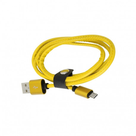 PLATINET MICRO USB TO USB LEATHER CABLE 1M 2,4A YELLOW
