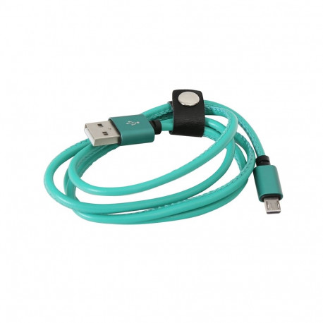 PLATINET MICRO USB TO USB LEATHER CABLE 1M 2,4A GREEN