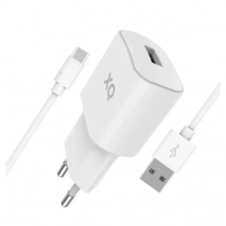 XQISIT Charger travel charger | 12W | USB-A, USB-C | with USB-A to USB-C cable included | white