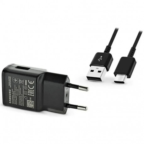 Samsung EP-TA200EBE reisilaadija | 15W | USB-A, USB-C | USB-A kuni USB-C kaabliga komplektis | must 