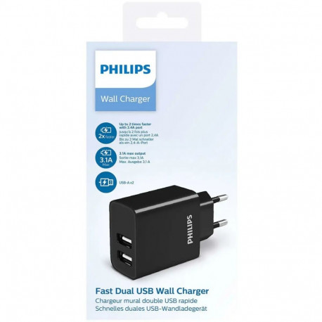 Philips DLP2610 - phone charger 2 X USB | black