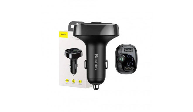 Baseus FM-saatja T-tüüpi Bluetooth 2xUSB microSD (must)
