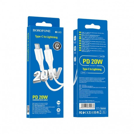 Borofone BX49 data transfer and charging cable | USB-C to Lightning | 20W | 1m | white