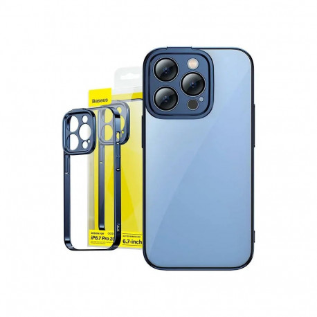 Baseus Glitter phone case and tempered glass set for iPhone 14 Pro Max blue (with tempered glass in 
