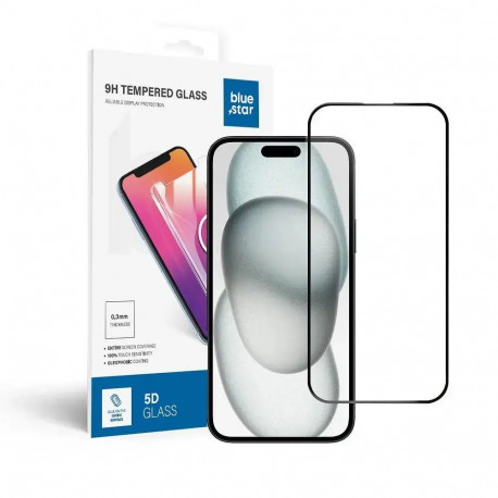 Blue Star 5D tempered glass for phone Apple iPhone 16 Plus black