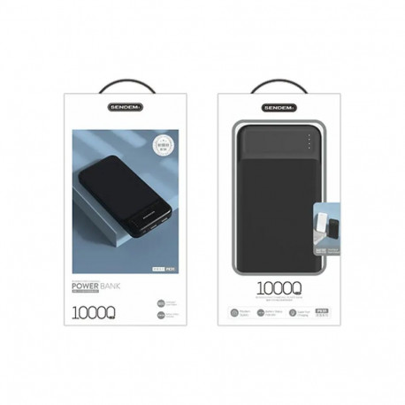 SENDEM PK91 external battery (powerbank) | 10000 mAh | 10.5W | Micro USB, USB-C, USB-A | black