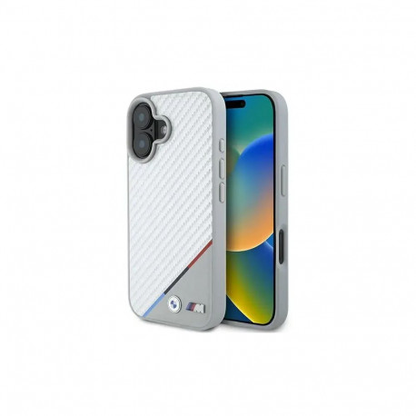 BMW BMHMP16S23PUDTS iPhone 16 6.1" szary|grey hardcase M Carbon Tricolor Line MagSafe