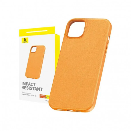 Baseus Fauxther Series telefoni ümbris iPhone 15 oranž