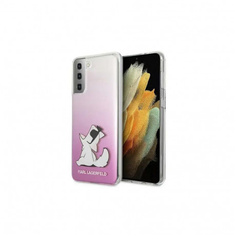 KLHCS21MCFNRCPI Karl Lagerfeld PC|TPU Choupette Eats Cover for Samsung Galaxy S21+ Gradient Pink