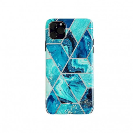 Fusion Geometric Marble Case Silicone Case For Apple iPhone 12 Pro Max Green