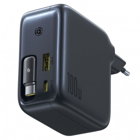Baseus EnerCore CJ11 100W z portami USB-A oraz USB-C i ze zwijanym kablem USB-C - czarna