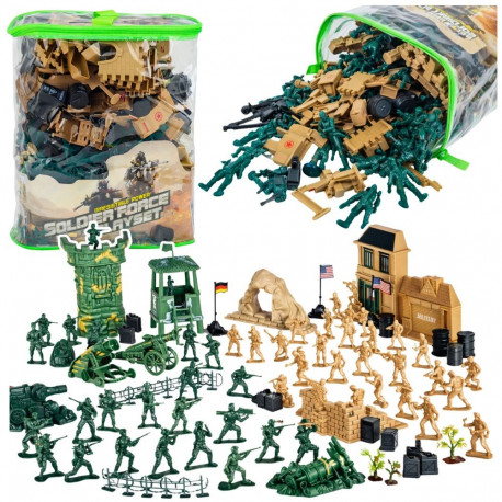 Suur sõjaväekomplekt sõjaväebaas sõdurifiguurid sõidukid 400 osa