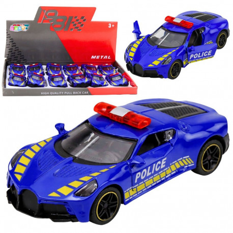 Sportlik politseiauto 1:43 metallist hoofunktsiooniga, sinine