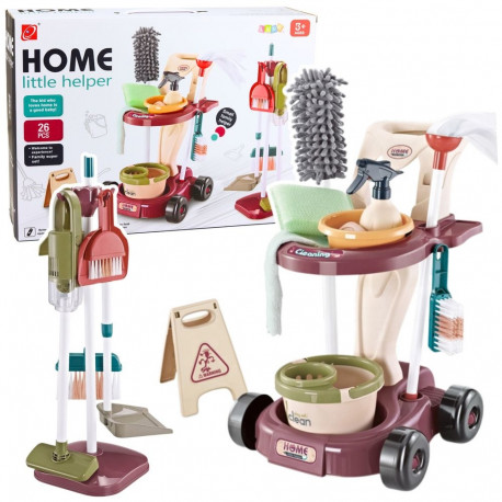 Laste koristuskomplekt käru mopp ämber tolmuimeja 26-osaline