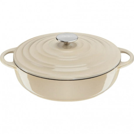 Servierpfanne LOV Gusseisen Ø 28cm (beige, mit Deckel, 3,8 Liter)