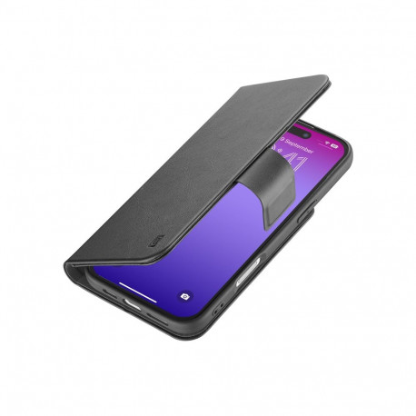 Kaardivahega mobiiliümbris Cellular Line iPhone 17 Pro Wallet Agenda, must