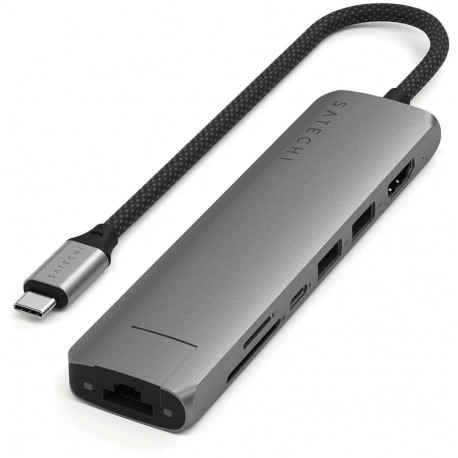 USB jagaja Satechi 7-in-1 USB-C Slim Multiport Adapter with Ethernet