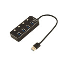 USB-jaotur 4xUSB3.1 lülititega, must