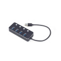 USB-jaotur 4xUSB3.1 lülititega, must