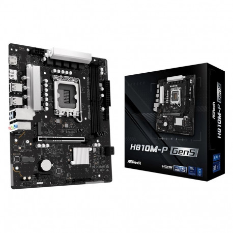Motherboard - Asrock H810M-P GEN5, LGA 1851, Dual-Channel DDR5, HDMI 2.1, Black