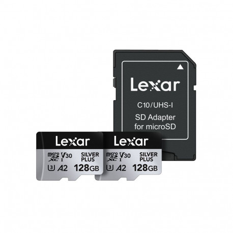 Memory Card - Lexar High-Performance Silver Plus microSDXC 2x128GB (205 MB/s read, 150 MB/s write)