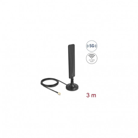 5G LTE antenn SMA-pistik 3dBi ringsuunaline RG-174 ühenduskaabliga 3m kallutusliigendiga magnetilise