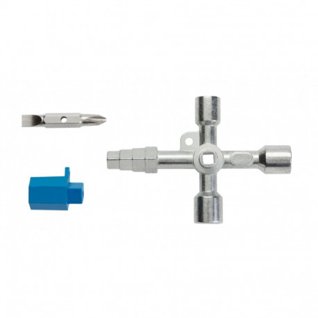 Hogert HT1W761 switch cabinet key, 85mm, die-cast zinc, 2 square holes 5/8mm, 10mm triangular, 9mm s