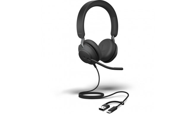 Jabra Evolve2 40 SE (black, MS version, stereo, USB-A and USB-C)