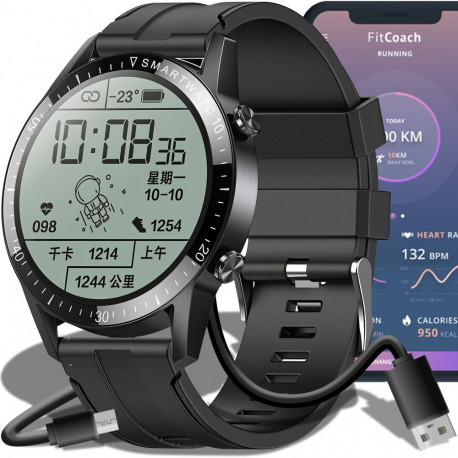 Zegarek smartwatch męski rozmowy pl menu wodoodporny tryby sportowe zdrowie