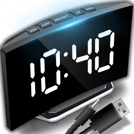 Zegar elektroniczny budzik lustro stojący wyświetlacz led termometr -e183