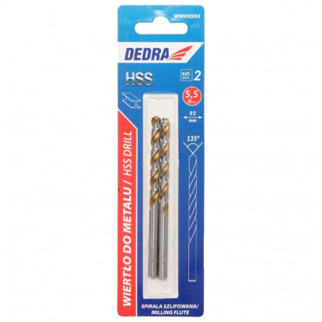 Metalli puur HSS teras 4341 135° 5,5x93mm 2tk