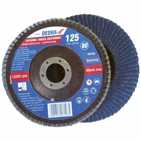 Listkowa tarcza szlifierska cyrkon gr.80, 125x22mm