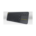 Logitech puuteplaadiga klaviatuur K400 Plus juhtmevaba US, must