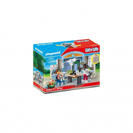 Toy - Playmobil 70309 Vet Clinic Play Box With Veterinarian, Child, Animals - Multicolor