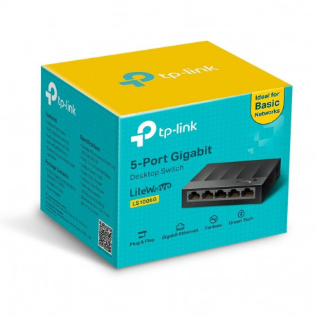 Networking Switch - TP-Link LS1005G Desktop Network Switch, Black