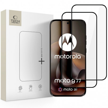 SZKŁO HARTOWANE TECH-PROTECT GLASS FIT+ 2-PACK MOTOROLA MOTO G67 / G77 BLACK