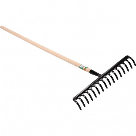 Flo RAKE 16-TEETH WITH HANDLE 35783, 140cm, steel, lacquered, wooden handle