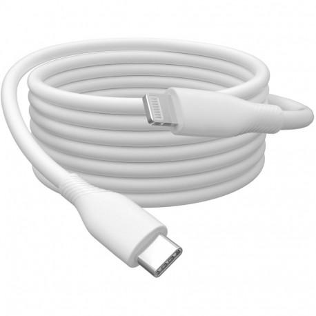 USB 2.0 silikoonkaabel USB-C > Lightning MFI-sertifitseeritud PD 2.0 1m kuni 60W, valge