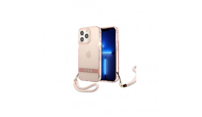 Guess Translucent Stap Case for iPhone 13 Pro Max - Pink