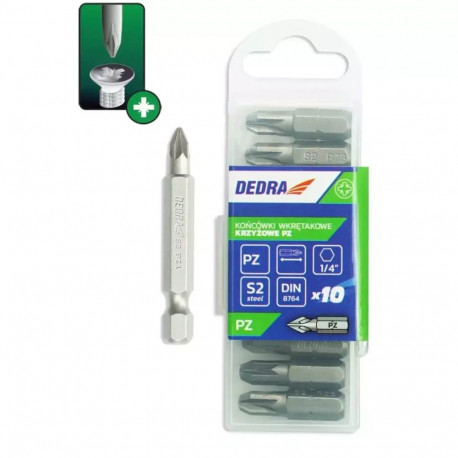 Kruvikeeraja otsikud Pozidriv PZ2x50mm 10tk, plastkarp