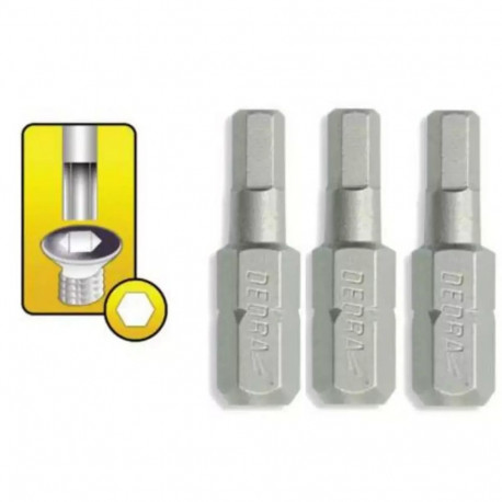 Końcówki wkrętakowe hex h3x25mm, 3szt blister