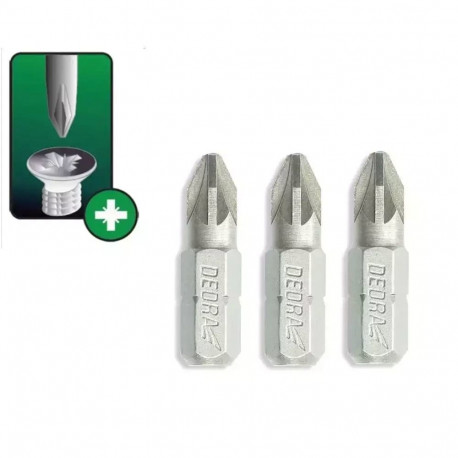 Kruvikeeraja otsakud Pozidriv PZ2x25mm, 3 tk blisterpakend