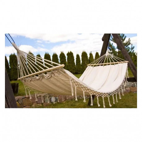 Hamak z frędzlami 2 osobowy Maiami Royokamp 200x150 cm ecru 1018966
