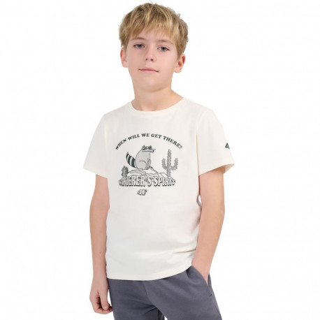 Koszulka dla chłopca 4F M2815 złamana biel 4FJWSS26TTSHM2815 11S 152cm