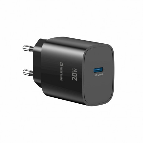Swissten Edge Travel Charger USB-C GaN 20W Black