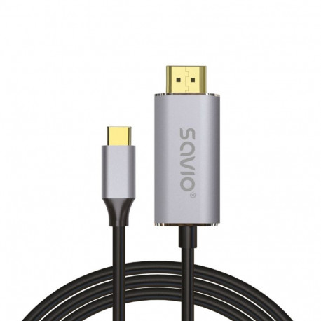 USB Cable - Savio USB 3.2 Gen 2 2M USB-C/HDMI Gold-Plated Copper Black