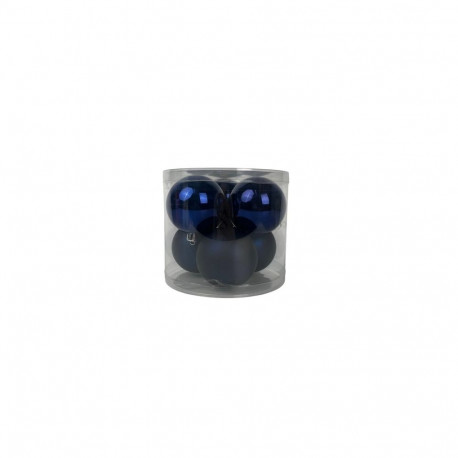 BAUBLES PLASTIC CHRISTMAS BLUE D8CM 6PCS